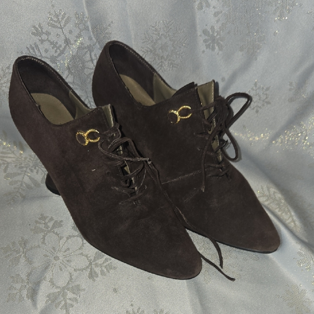 Vintage Rush Hour Elegant Dark Brown Women's Lace-Up Heels